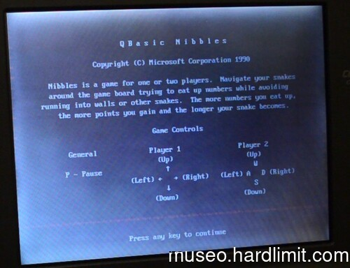Nibbles.bas' presentation screen in a Contura 420C